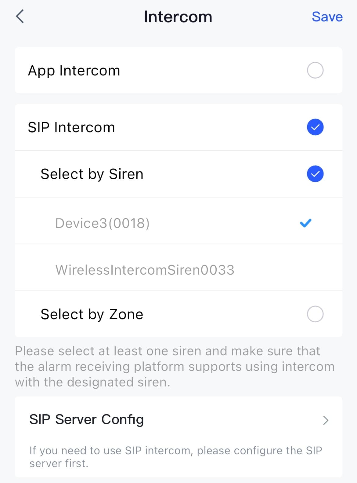 Configure SIP intercom service