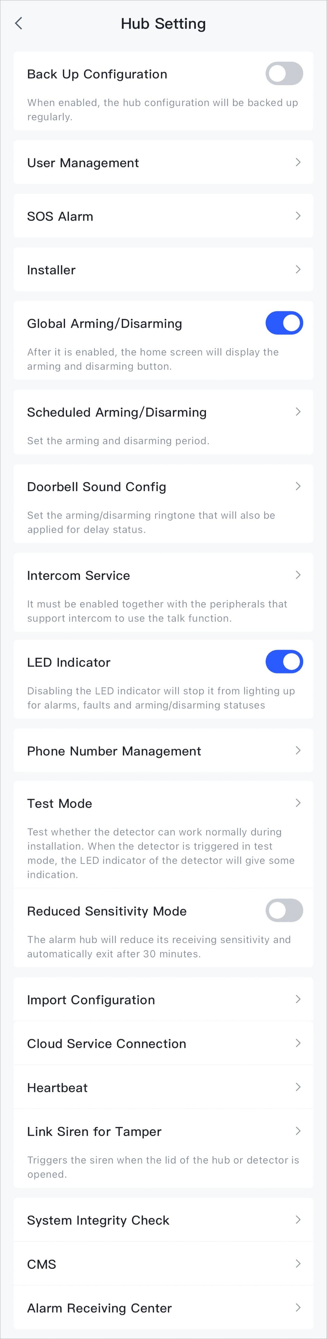 Hub Settings
