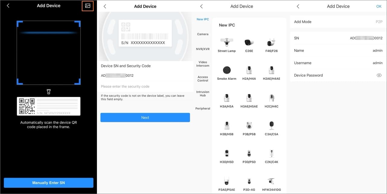 Add by SN/QR code